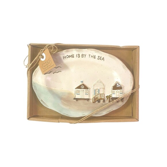 MUD PIE Home Is By The Sea Plate Plate Stoneware New In Box 5 1/2” x 8 1/4” - Picture 2 of 12